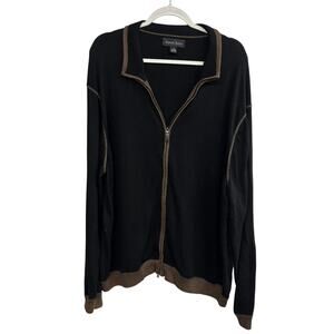 Quiet luxury cashmere blend zip sweater Kenneth Roberts Platinum black XXL